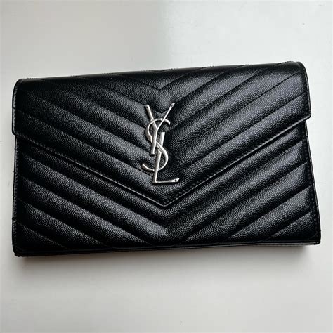 ysl large monogram quilted leather wallet on a chain|ysl zipper wallet.